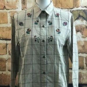 Alfred Dunner Tan Button Up Shirt, Size 10